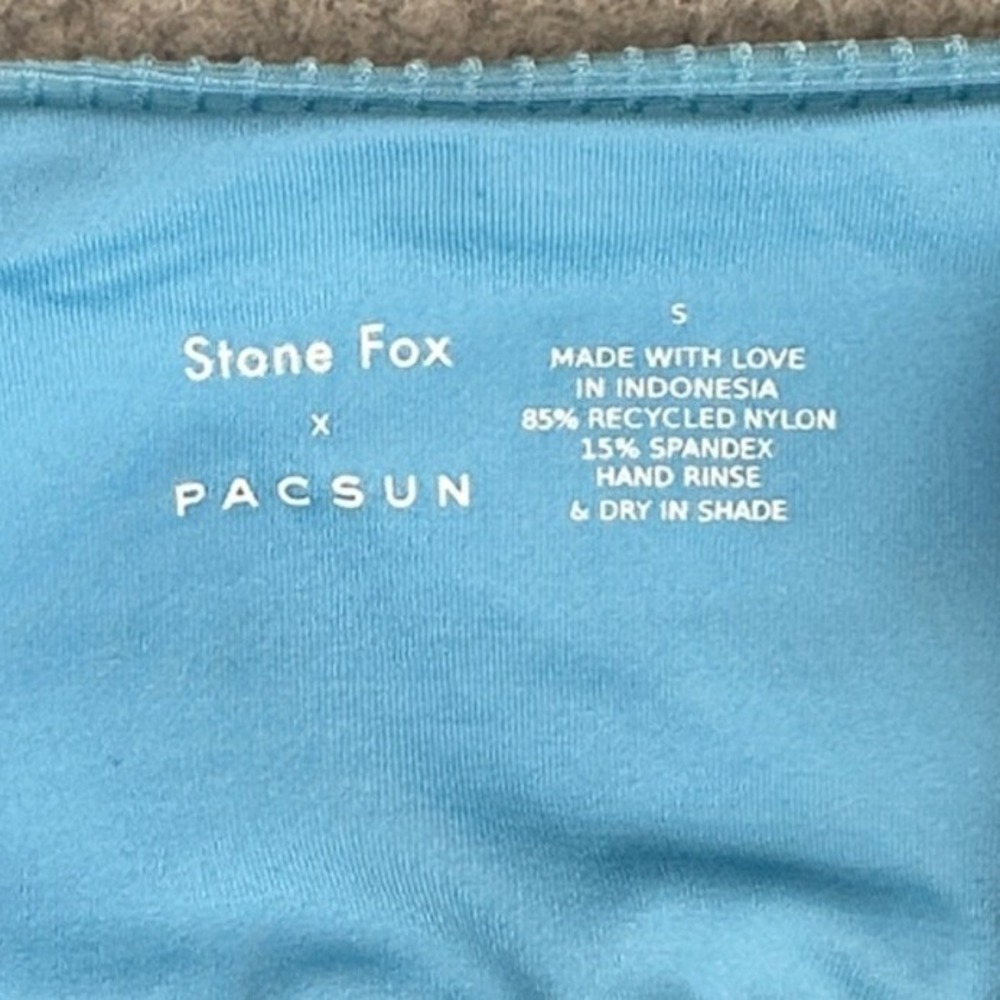 Stone Fox Swim x PacSun Bikini Top Women S Blue Ribbed Bralette Scoop Neck NWT - Picture 5 of 14
